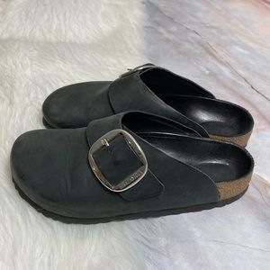 Birkenstock Oiled Leather Basel Big Buckle Black 1011133 Size 7